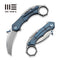 WEKNIFE Tayra Flipper Knife Blue Titanium Handle Gray Titanium Integral Backspacer & Finger Ring (2.19" Hand Rubbed Satin Bohler M390 Blade) WE24069-3