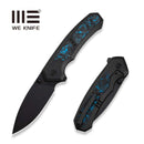 WEKNIFE Corwyn Flipper & Thumb Stud Knife Black Titanium Handle With Black & Blue Carbon Fiber Inlay (3.7" Black Stonewashed Bohler M390 Blade) WE24088-1