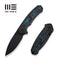 WEKNIFE Corwyn Flipper & Thumb Stud Knife Black Titanium Handle With Black & Blue Carbon Fiber Inlay (3.7" Black Stonewashed Bohler M390 Blade) WE24088-1