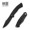 WEKNIFE Essential Knight Flipper Knife Black Titanium Handle With Etched Pattern (3.6" Black Stonewashed Bohler M390 Blade) WE24003-2