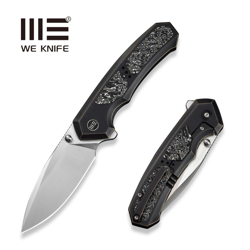 WEKNIFE Corwyn Flipper & Thumb Stud Knife Bronze & Black Titanium Handle With Aluminum Foil Carbon Fiber Inlay (3.7" Satin Finished Bohler M390 Blade) WE24088-3