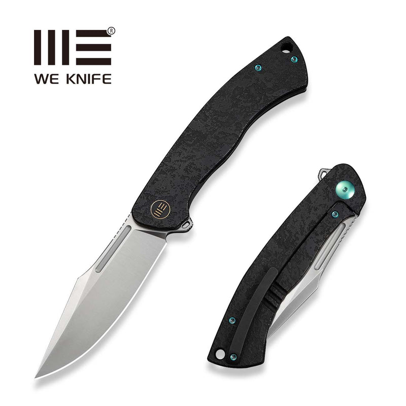 WEKNIFE Essential Knight Flipper Knife Black Titanium Handle With Etched Pattern (3.6" Satin Finished Bohler M390 Blade) WE24003-1