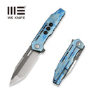 WEKNIFE Gunwale Flipper Knife Blue Terrain Titanium Handle (3.87" Hand Polished Satin Bohler M390 Blade, Gray Stonewashed Flat) WE24048-3