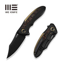 WEKNIFE VARG Flipper Knife Black & Golden Titanium Handle With Copper Foil Carbon Fiber Inlay (2.96" Black Stonewashed CPM MagnaCut Blade) WE25074-1