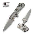 WEKNIFE NexoMorph Thumb Stud & Button Lock & Morphing Folding Knife Gray Titanium Handle (2.95" Stonewashed Bohler M390 Blade) WE24037B-2