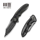 WEKNIFE VARG Flipper Knife Polished Gray Titanium Handle With Multi-Color Carbon Fiber Inlay (2.96" Fafnir Damasteel Blade) WE25074-DS1