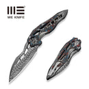 WEKNIFE Arrakis Flipper Knife Gray Titanium Handle  With Black , Red, Blue, White Nebula FatCarbon Fiber Inlay (3.47" Fafnir Damasteel Blade) 906CF-DS2
