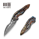 WEKNIFE Arrakis Flipper Knife Brown Titanium Handle With Flamed Timascus Inlay (3.47" Fafnir Damasteel Blade) 906-2026 BS