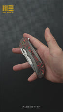 WEKNIFE Equivik Flipper Knife Titanium & FatCarbon Fiber Handle (3.48" Damasteel Blade) WE23020-DS1