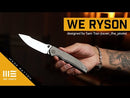WEKNIFE Ryson Thumb Stud Knife Gray Titanium Handle (3.33" Hugin Damasteel Blade) WE24086-DS1