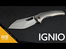 WEKNIFE Ignio Flipper & Thumb Hole Knife Titanium Handle (3.3" Damasteel Blade) WE22042B-DS1