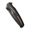 WEKNIFE 601X Flipper Knife Black Titanium Handle With Golden Groove (3.82" Black Stonewashed CPM 20CV Blade) WE01J-1
