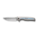 WEKNIFE 601X Flipper Knife Gray Titanium Handle With Blue Groove (3.82" Hand Polished Satin CPM 20CV Blade) WE01J-2