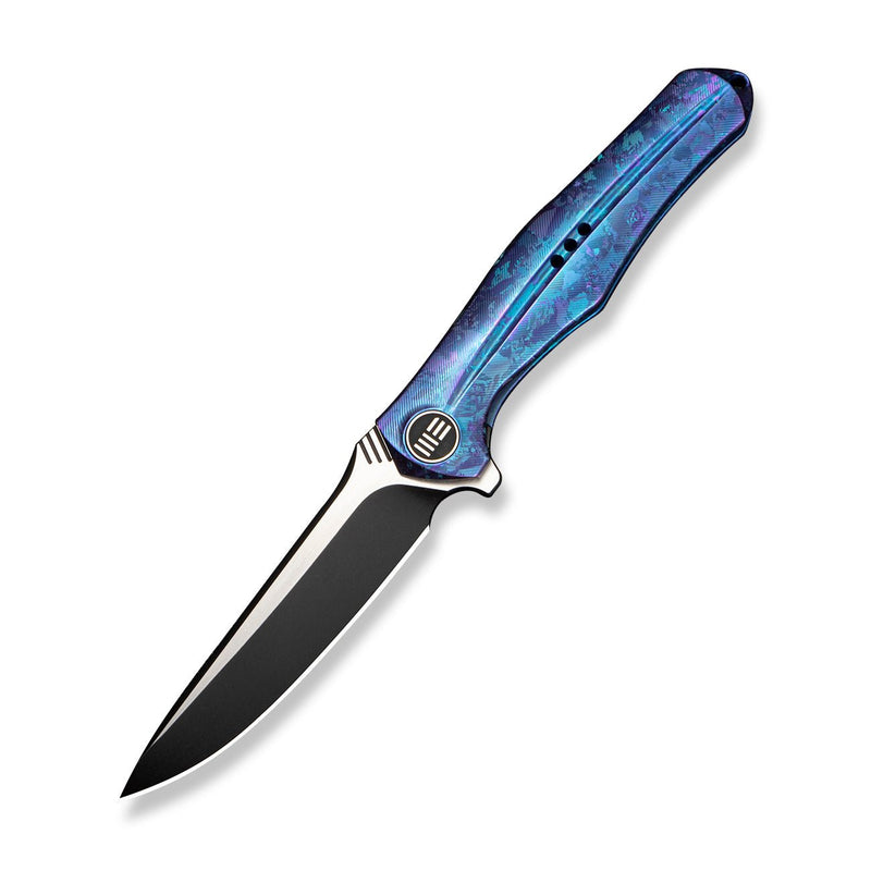 WEKNIFE 702 Flipper Knife Crystalized Blue / Purple Titanium Integral Handle (3.9" Black Stonewashed Bohler M390 Blade, Satin Flat) 702 - 2025 BSW