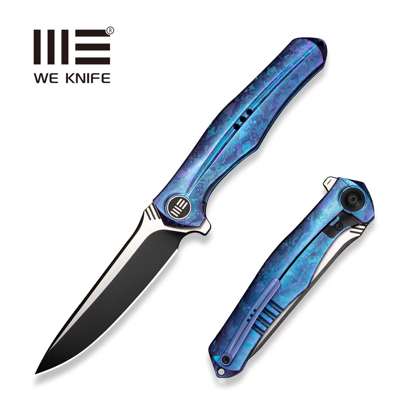 WEKNIFE 702 Flipper Knife Crystalized Blue / Purple Titanium