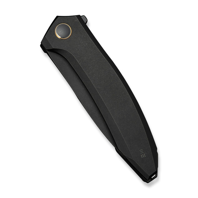 WEKNIFE Acuminal Flipper Knife Black Titanium Handle (3.98" Black Stonewashed Vanax Blade) WE23070 - 1