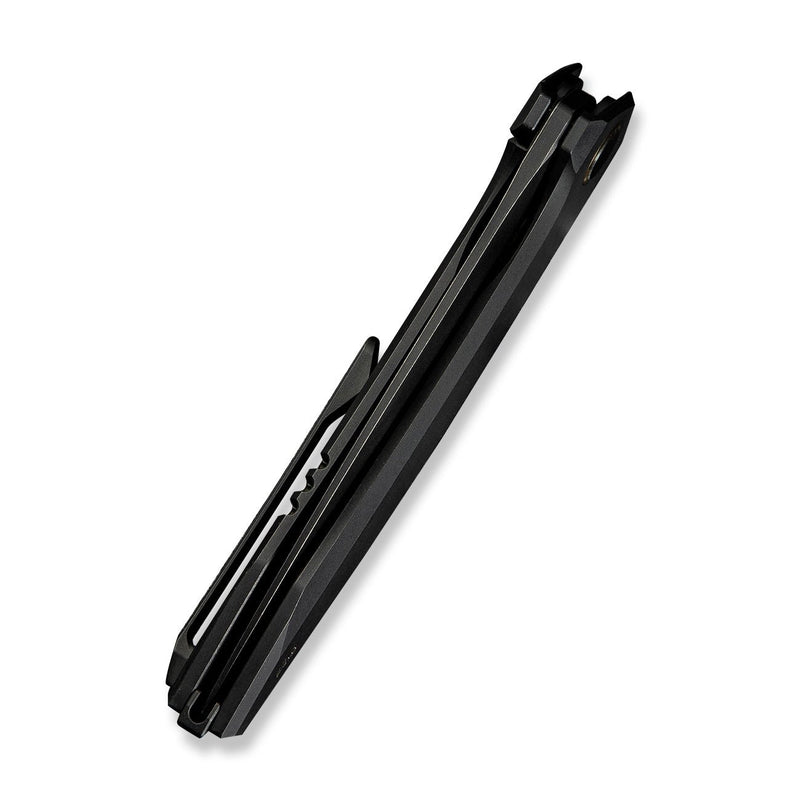WEKNIFE Acuminal Flipper Knife Black Titanium Handle (3.98" Black Stonewashed Vanax Blade) WE23070 - 1