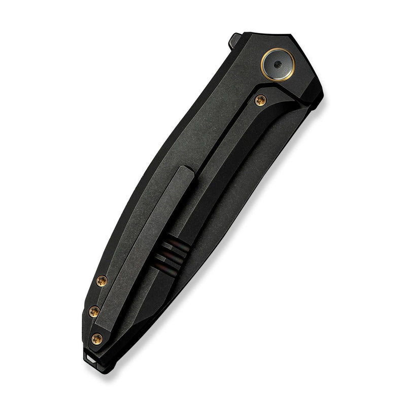 WEKNIFE Acuminal Flipper Knife Black Titanium Handle (3.98" Black Stonewashed Vanax Blade) WE23070 - 1