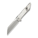WEKNIFE Anglex Flipper Knife Gray Titanium Handle (3.89" Stonewashed Bohler M390 Blade, Satin Flat) WE25070 Sample2 - We Knife