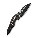 WEKNIFE Arrakis Flipper Knife Black Integral Titanium Handle With Copper Foil Carbon Fiber Inlay (3.47" Black Stonewashed Vanax Blade, Satin Flat) 906CF - E - We Knife