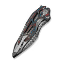 WEKNIFE Arrakis Flipper Knife Gray Titanium Handle With Black , Red, Blue, White Nebula FatCarbon Fiber Inlay (3.47" Fafnir Damasteel Blade) 906CF - DS2 - We Knife