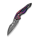 WEKNIFE Arrakis Flipper Knife Polished Gray Titanium Handle With Flamed Timascus Inlay (3.47" Fafnir Damasteel Blade) 906DS - 2 - We Knife
