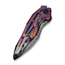 WEKNIFE Arrakis Flipper Knife Polished Gray Titanium Handle With Flamed Timascus Inlay (3.47" Fafnir Damasteel Blade) 906DS - 2 - We Knife