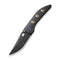 WEKNIFE Attor Thumb Stud & Thumb Hole Knife Black Titanium Integral Handle With Golden Titanium Inlay (3.55" Black Stonewashed CPM 20CV Blade) WE23037 - 1