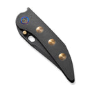WEKNIFE Attor Thumb Stud & Thumb Hole Knife Black Titanium Integral Handle With Golden Titanium Inlay (3.55" Black Stonewashed CPM 20CV Blade) WE23037 - 1