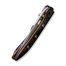 WEKNIFE Attor Thumb Stud & Thumb Hole Knife Flamed Titanium Integral Handle With Golden Titanium Inlay (3.55" Polished Bead Blasted CPM 20CV Blade) WE23037 - 2