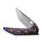 WEKNIFE Attor Thumb Stud & Thumb Hole Knife Flamed Titanium Integral Handle With Golden Titanium Inlay (3.55" Polished Bead Blasted CPM 20CV Blade) WE23037 - 2