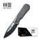 WEKNIFE Baloo Mystery Box Front Flipper & Thumb Hole Knife Gray Titanium Handle With Twill Carbon Fiber Inlay (3.31" Black Stonewashed CPM 20CV Blade, Satin Flat) WE21033 - 2 MB, With One Free Mystery WE Or CIVIVI Model