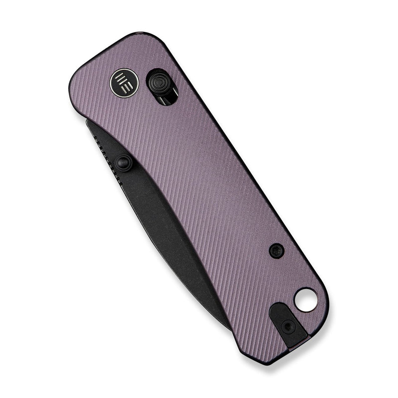 WEKNIFE Banter 2 Thumb Stud & Crossbar Lock Knife Purple Aluminum Handle (2.87" Black Stonewashed CPM S35VN Blade) WE23075 - 2