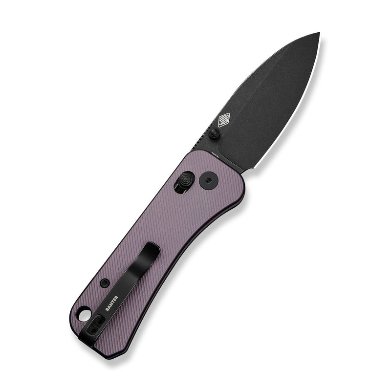 WEKNIFE Banter 2 Thumb Stud & Crossbar Lock Knife Purple Aluminum Handle (2.87" Black Stonewashed CPM S35VN Blade) WE23075 - 2