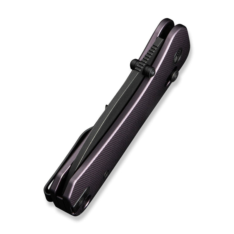 WEKNIFE Banter 2 Thumb Stud & Crossbar Lock Knife Purple Aluminum Handle (2.87" Black Stonewashed CPM S35VN Blade) WE23075 - 2