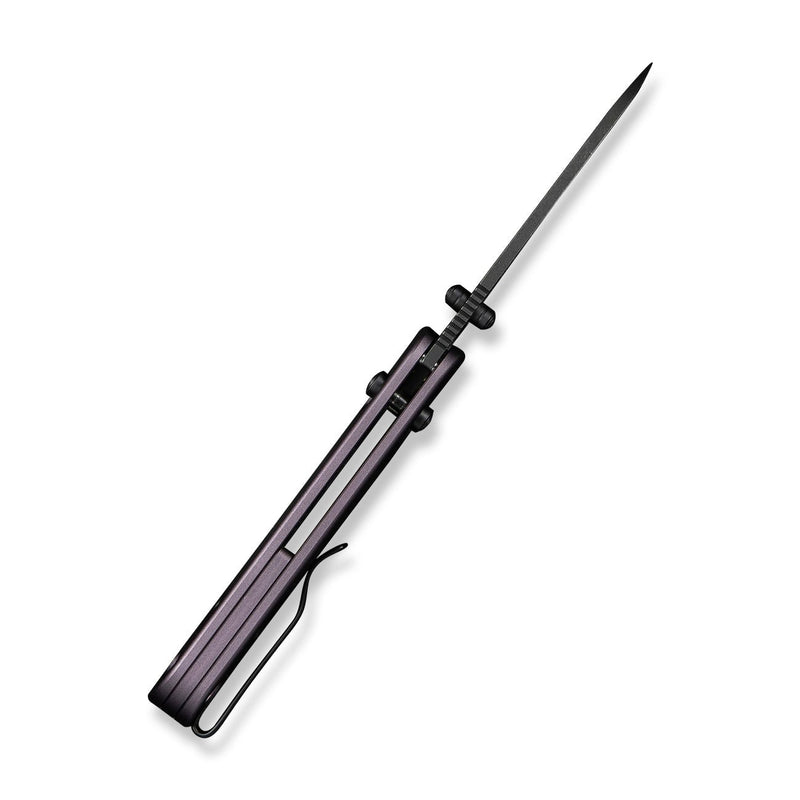 WEKNIFE Banter 2 Thumb Stud & Crossbar Lock Knife Purple Aluminum Handle (2.87" Black Stonewashed CPM S35VN Blade) WE23075 - 2