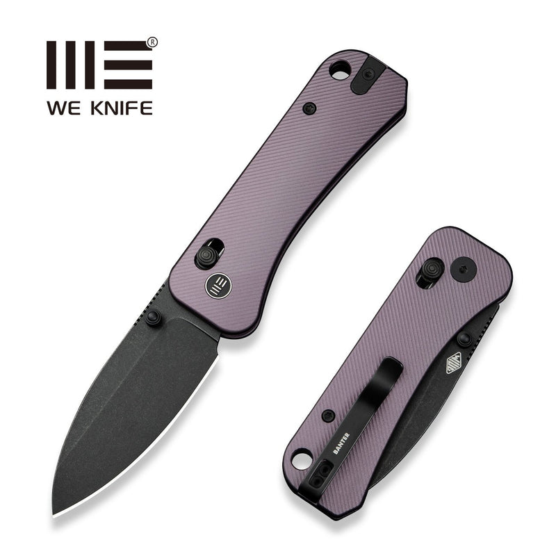WEKNIFE Banter 2 Thumb Stud & Crossbar Lock Knife Purple Aluminum Handle (2.87" Black Stonewashed CPM S35VN Blade) WE23075 - 2