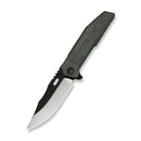 WEKNIFE Barracks Flipper Knife Dark Olive Titanium Handle (3.85" Hand Polished Satin Bohler M390 Blade, Black Stonewashed Flat) WE25078-1 - We Knife