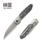 WEKNIFE Brr15 Flipper Knife Gray Titanium Handle With Aluminum Foil Carbon Fiber Inlay (3.25" Stonewashed Bohler M390 Blade) WE24007 - 2