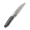 WEKNIFE Brr15 Flipper Knife Gray Titanium Handle With Aluminum Foil Carbon Fiber Inlay (3.25" Stonewashed Bohler M390 Blade) WE24007 - 2