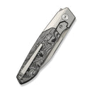 WEKNIFE Brr15 Flipper Knife Gray Titanium Handle With Aluminum Foil Carbon Fiber Inlay (3.25" Stonewashed Bohler M390 Blade) WE24007 - 2