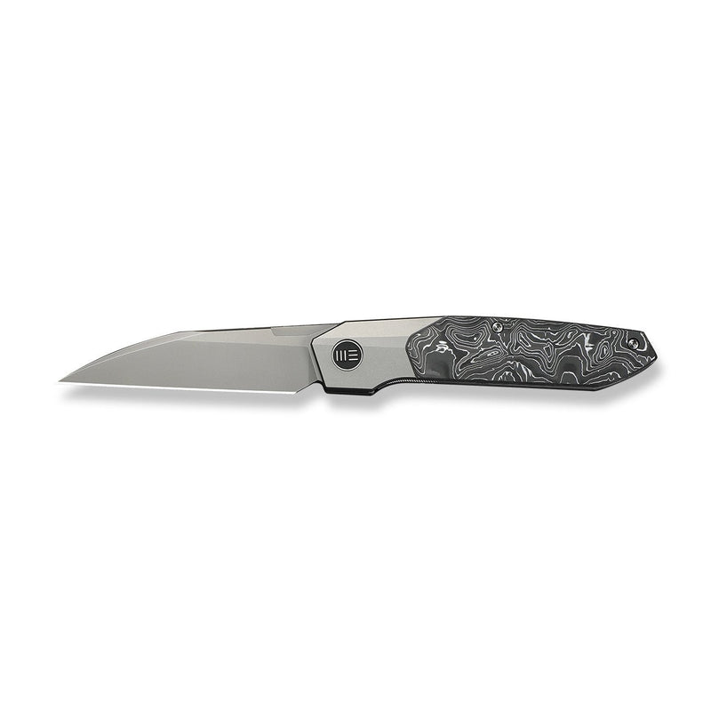 WEKNIFE Brr15 Flipper Knife Gray Titanium Handle With Aluminum Foil Carbon Fiber Inlay (3.25" Stonewashed Bohler M390 Blade) WE24007 - 2