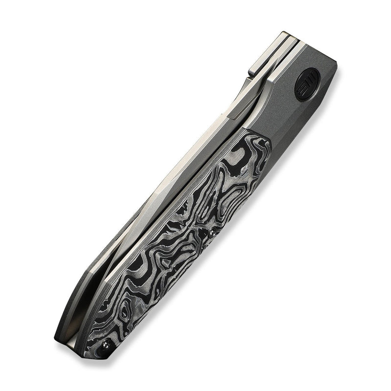WEKNIFE Brr15 Flipper Knife Gray Titanium Handle With Aluminum Foil Carbon Fiber Inlay (3.25" Stonewashed Bohler M390 Blade) WE24007 - 2