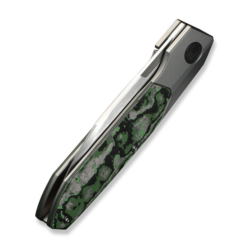 WEKNIFE Brr15 Flipper Knife Gray Titanium Handle With Jungle Wear FatCarbon Fiber Inlay (3.25" Hand Rubbed Satin Bohler M390 Blade) WE24007 - 4