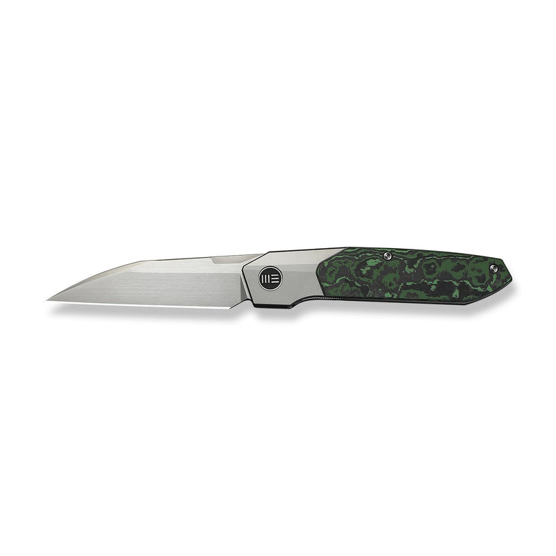 WEKNIFE Brr15 Flipper Knife Gray Titanium Handle With Jungle Wear FatCarbon Fiber Inlay (3.25" Hand Rubbed Satin Bohler M390 Blade) WE24007 - 4