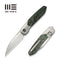 WEKNIFE Brr15 Flipper Knife Gray Titanium Handle With Jungle Wear FatCarbon Fiber Inlay (3.25" Hand Rubbed Satin Bohler M390 Blade) WE24007 - 4