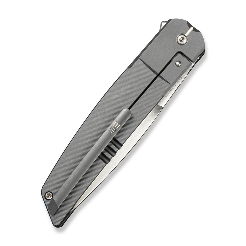 WEKNIFE Cavelle Flipper Knife Gray Titanium Handle (3.78" Hand Rubbed Satin Bohler M390 Blade) WE25012 Sample1