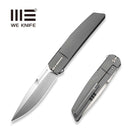 WEKNIFE Cavelle Flipper Knife Gray Titanium Handle (3.78" Hand Rubbed Satin Bohler M390 Blade) WE25012 Sample1