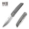 WEKNIFE Cavelle Flipper Knife Gray Titanium Handle (3.78" Hand Rubbed Satin Bohler M390 Blade) WE25012 Sample1