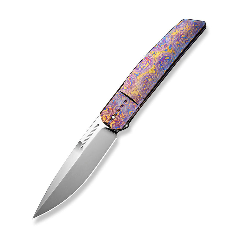 WEKNIFE Cavelle Flipper Knife Timascus Handle (3.78" Mirror Finished Bohler M390 Blade) WE25012 Sample2
